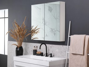 Armário de parede com espelho branco 80 x 70 cm NAVARRA Beliani