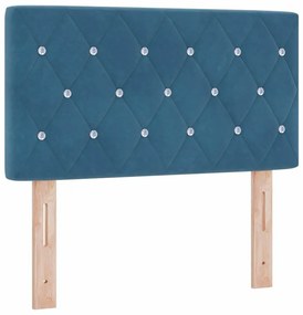 Cabeceira LED com botão de cristal, tufted, azul escuro, 80 cm, veludo