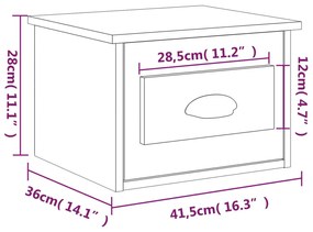 Mesas de cabeceira de parede 2 pcs 41,5x36x28 cm branco