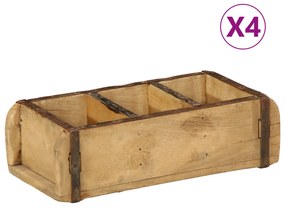 Conjuntos de bandejas vidaXL 4 pcs 30x14x9 cm Madeira Sólida Reclamada