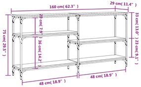 Mesa consola 160x29x75 cm derivados de madeira cinzento sonoma
