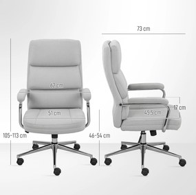 Cadeira de escritório, ergonómica com altura ajustável, função de balanço, 62 x 73 x 105-113 cm, cinzenta
