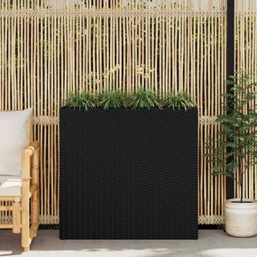 vidaXL Floreira com 4 vasos vime PE preto