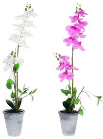 Planta Decorativa Dkd Home Decor Branco Tecido Grés Lilás (2 Pcs)