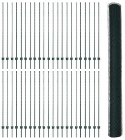 Postes de Cerca vidaXL 11 pcs U-Channel Verde 150 cm Aço