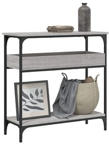 Mesa consola c/ prateleira derivados de madeira cinzento sonoma