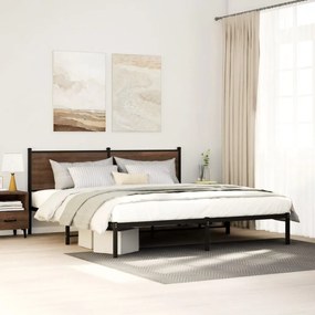 Estrutura cama sem colchão 160x200 cm metal carvalho castanho