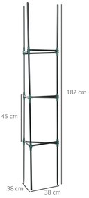 Conjunto de 3 Suportes para Plantas Trepadeiras Torre de Treliça para Plantas Frutas Verduras 38x38x182 cm Verde