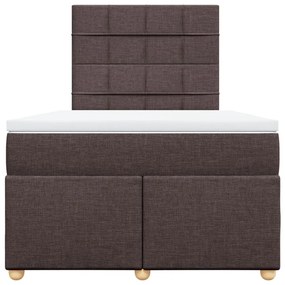 Cama boxspring com colchão 120x190 cm tecido castanho-escuro