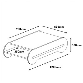 Mesa de Centro Cool – Nogueira e Branco – 120x30x63,6 cm