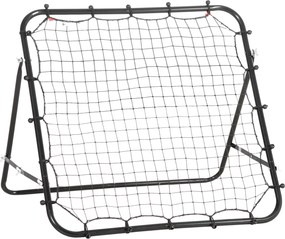 Rede de Rebote de Metal com Ângulo Ajustável e 20 Cordas Elásticas para Treinamento de Futebol 96x80x96 cm Preto
