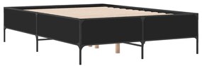 Estrutura de cama 140x200 cm derivados de madeira/metal preto