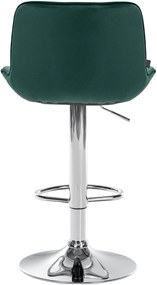 Banco alto em veludo com estrutura prateada 85-106 x 49 x 51 cm verde
