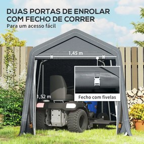 Abrigo de Exterior para Ferramentas Bicicleta 2,4x2x2,02 m Abrigo de Armazenamento com 2 Portas Anti-UV para Jardim Cinza