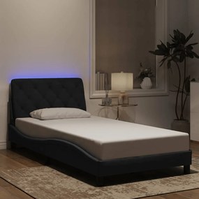 vidaXL Estrutura de cama c/ luzes LED 100x200 cm veludo preto
