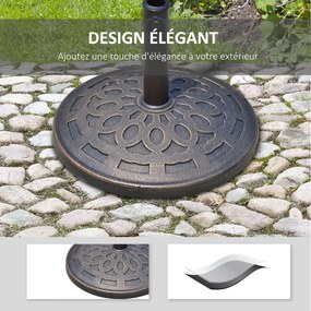 Base de peso para guarda-sol redondo  Ø 49 cm em resina com imitação de ferro fundido e motivo em roseta,, peso líquido 14 kg, cor bronze