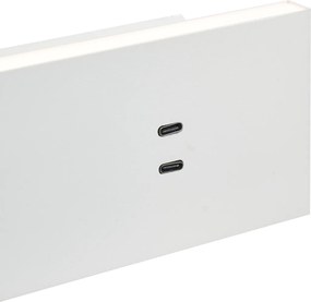 Conjunto de 2 candeeiros de parede modernos brancos ajustáveis com USB-C incl. LED - Modric
