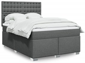 vidaXL Cama com molas/colchão 140x200 cm tecido cinzento-escuro