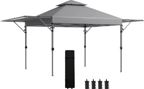 Outsunny Tenda pop-up jardim Dobrável 5 x 3 m, tecido Oxford com 2 painéis laterais ajustáveis, saco de transporte com rodízios incluído | Aosom Portugal