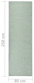 Tapete de tecido plano para exterior 80x250 cm turquesa