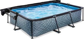 Piscina retangular Stone 300 x 200 x 65 cm com bomba de filtragem e cobertura - Cinzenta