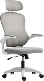Cadeira de escritório ergonómica em malha com braços rebatíveis, altura ajustável, 64 x 62 x 115 cm, cinzenta