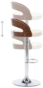 Bancos de bar 2 pcs couro artificial creme e madeira curvada