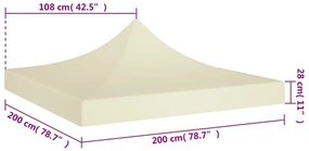 Teto para tenda de festas 2x2 m 270 g/m² cor creme