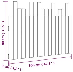 Cabeceira de parede 108x3x80 cm madeira de pinho maciça