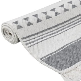 Tapete 160x230 cm algodão cinzento e branco
