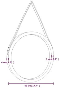 Espelho de parede com alça Ø 45 cm prateado