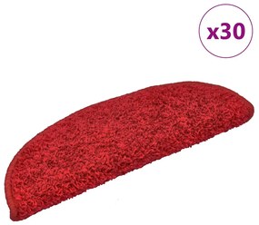 Tapetes de escadas 30 pcs 65x21x4 cm vermelho