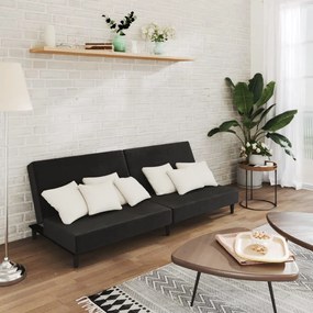 337305 vidaXL Sofá-cama de 2 lugares veludo preto