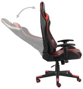 Cadeira de gaming giratória PVC vermelho