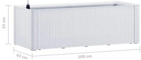 Vaso/floreira c/ sistema rega automática 100x43x33 cm branco