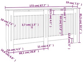 Cobertura de radiador MDF 172 cm branco