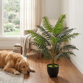 Planta artificial de interior de 90 cm, feto em vaso com ramos flexíveis, para interior e exterior