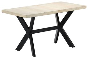 vidaXL Mesa de jantar 140x70x75cm madeira mangueira maciça branqueada