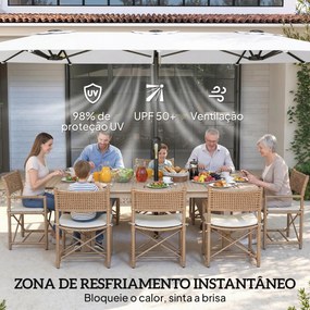 Guarda-Sol Duplo de Jardim 46x26 m com Manivela Manual Proteção UV50+ Capa Resistente à Água Branco