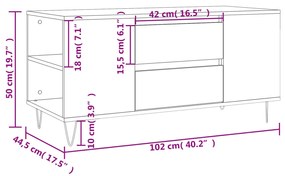 Mesa de centro 102x44,5x50 cm derivados de madeira branco