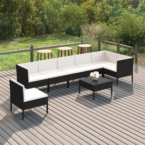 vidaXL 8 pcs conjunto lounge de jardim c/ almofadões vime PE preto