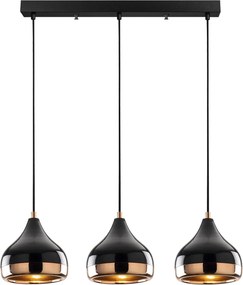 Conjunto de Candeeiro de Teto e Candeeiro de Pé Yildo – Preto e Cobre