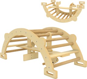 AIYAPLAY Arco de Escalada de Madeira e Baloiço Montessori Brinquedo Educativo Interior para Crianças 110x52 cm Madeira | Aosom Portugal