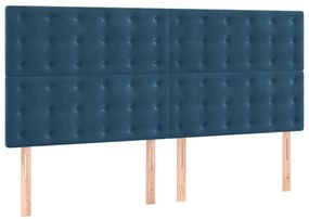 Estrutura de cama sem colchão 140x200 cm veludo azul-escuro