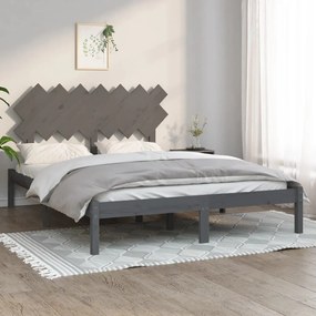 3104875 vidaXL Estrutura de cama king 150x200 cm madeira maciça cinzento