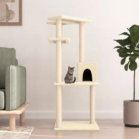 Árvore para gatos c/ postes arranhadores sisal 123 cm cor creme