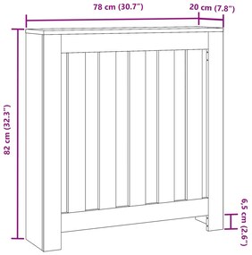 Cobertura de radiador 78x20x82 cm derivados de madeira branco