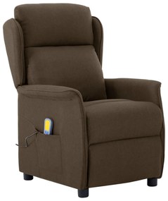 Cadeira Recliner de Massagem em Tecido Castanho