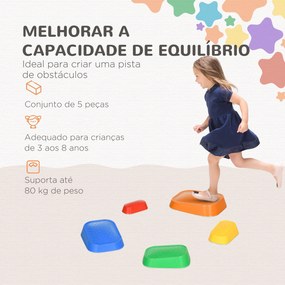 Jogo de Equilíbrio para Crianças de 3-8 Anos Conjunto de 5 Degraus para Treino de Equilíbrio 36x27,5x31 cm Multicor