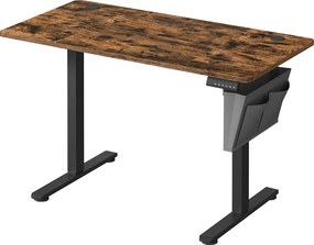 Secretária elétrica com altura ajustável 60 x 120 x (72-120) cm Castanho vintage-Preto
